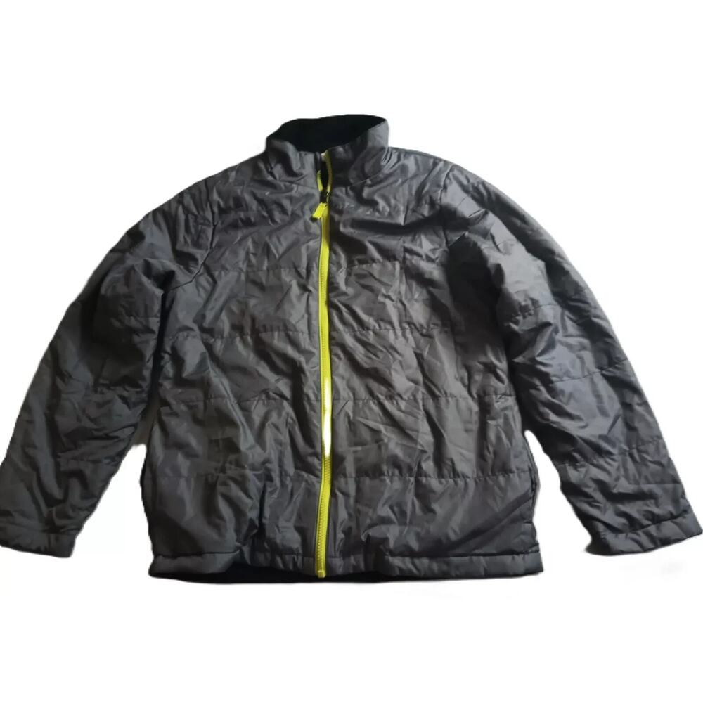Vintage 90s Boys Reversible Puffer Jacket Zip up Outdoor Black/Gray Sz XL B002